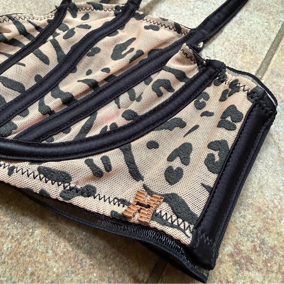 Savage X Fenty Vigilante Vamp Mesh Balconette Bra Leopard NWT 34B - Picture 2 of 6
